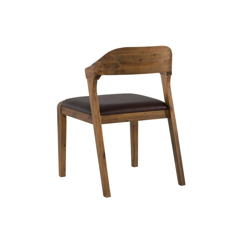 Curved Panel Back Dining Chair with Leatherette Seat Brown - Benzara