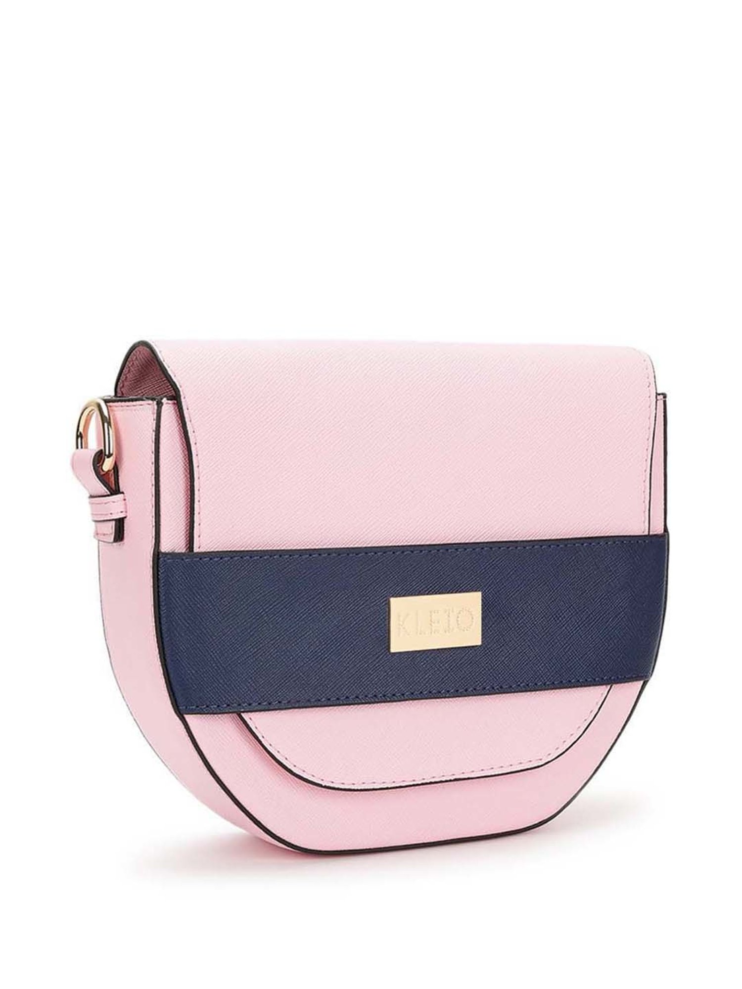 KLEIO Pink Solid Medium Sling Handbag