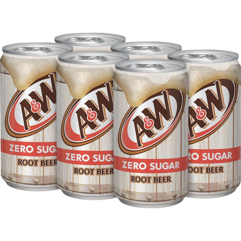 A&W Zero Sugar Root Beer Soda - 6pk/7.5 fl oz Cans
