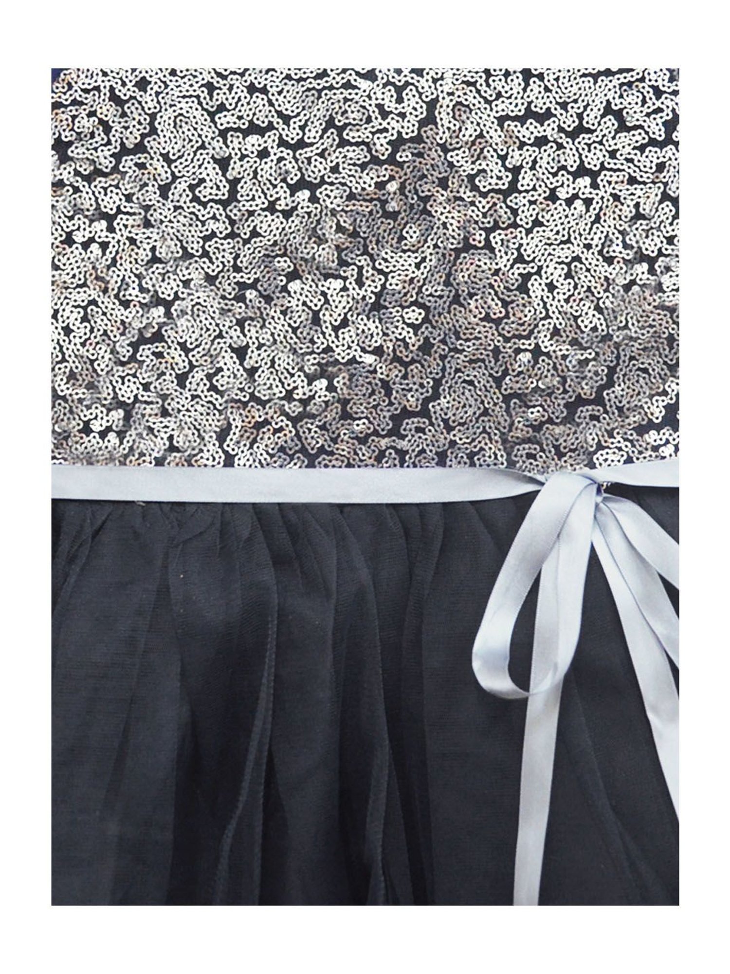 A.T.U.N. Girls Silver & Navy Embellished Dress
