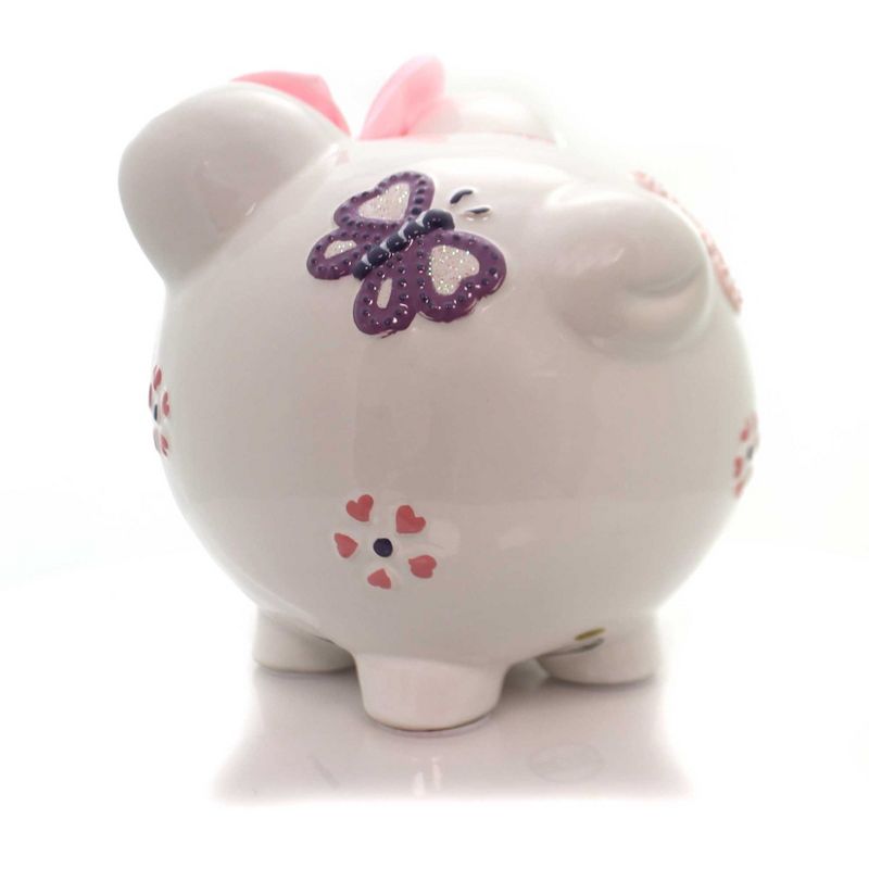 Bank 7.75" Butterfly Piggy Heart Flower  -  Decorative Banks