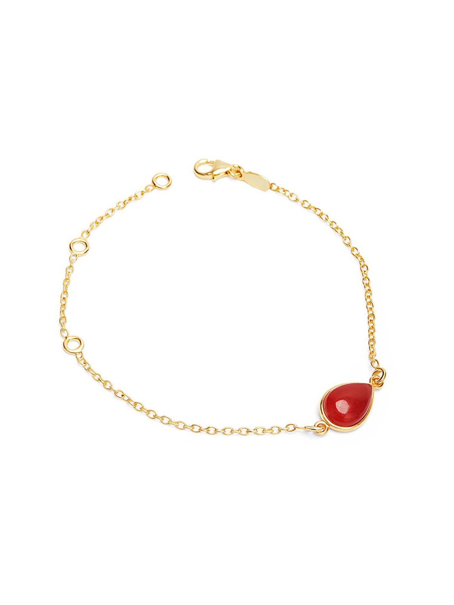 March by FableStreet 18k Gold-Plated 92.5 Sterling Silver Carnelian Chain Bracelet for Women