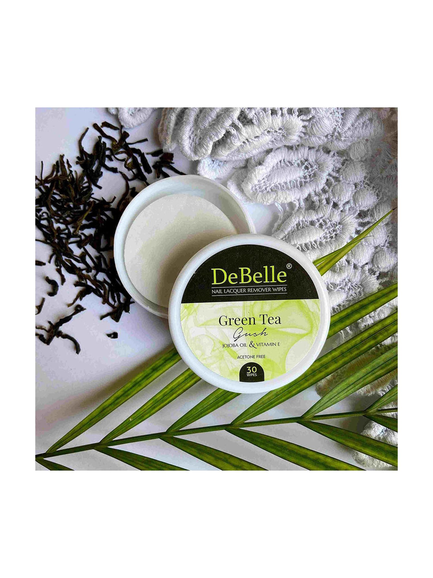DeBelle Nail Lacquer Remover Wipes Green Tea Gush - Pack of 2