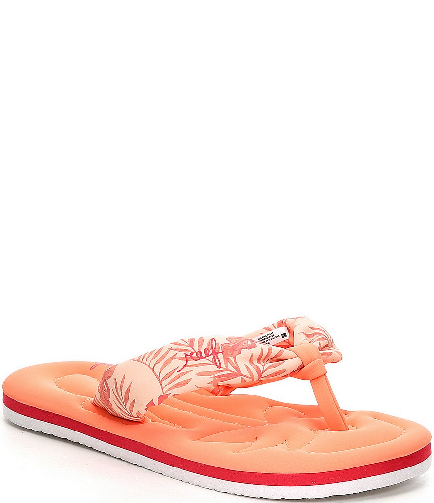 Reef Girls' Pool Float Palm Print Flip Flops (Youth)