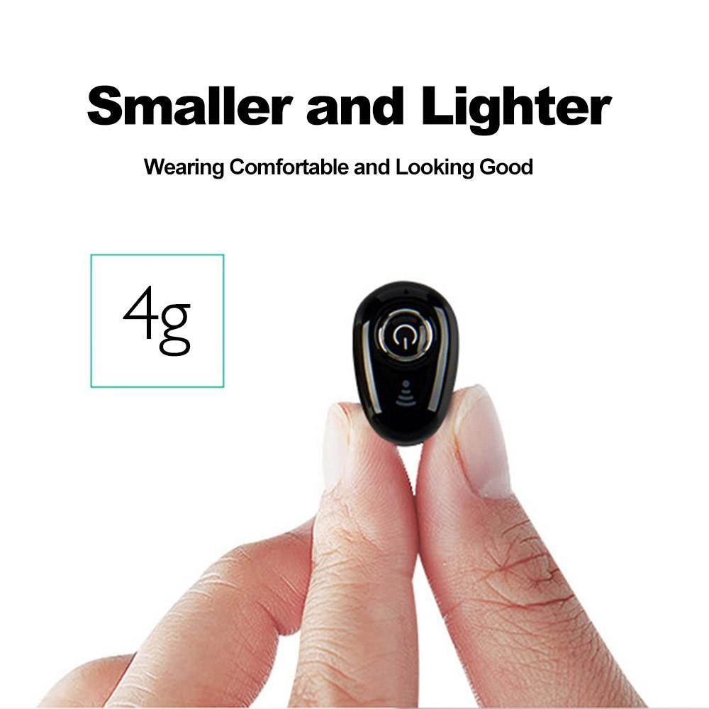S650 Invisible 4g Earphone Bluetooth 4.1 Headphones In-ear Headset Stereo Music Earphone Smart Phone Earbuds Hands-free with Microphone Black