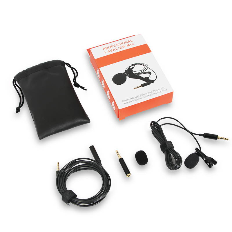 Depusheng 1.45m Mini Portable Microphone Condenser Clip-on Lapel Lavalier Mic Wired Mikrofo/Microfon for Phone Laptop