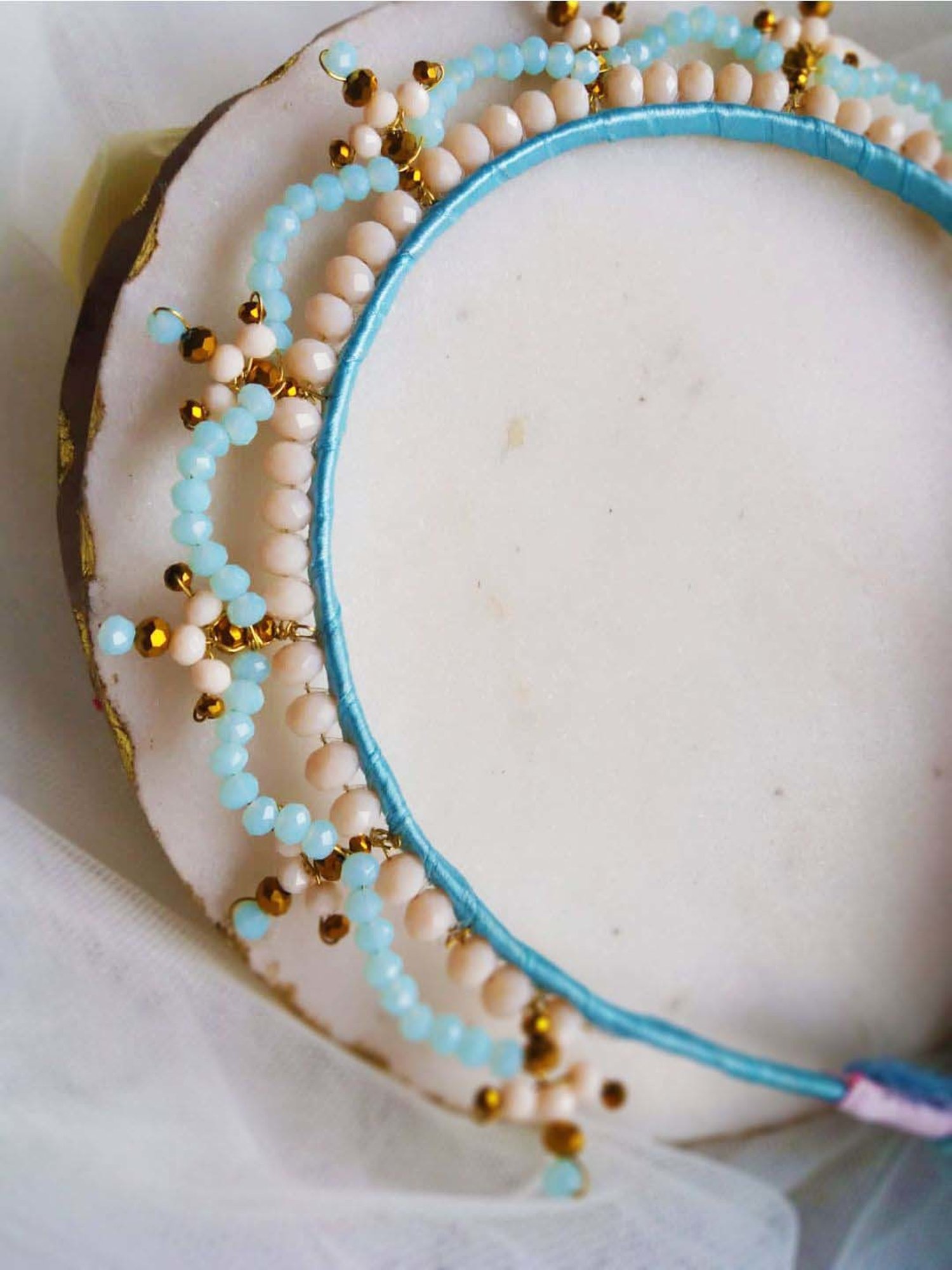 Choko Blue Embellished Hair Band
