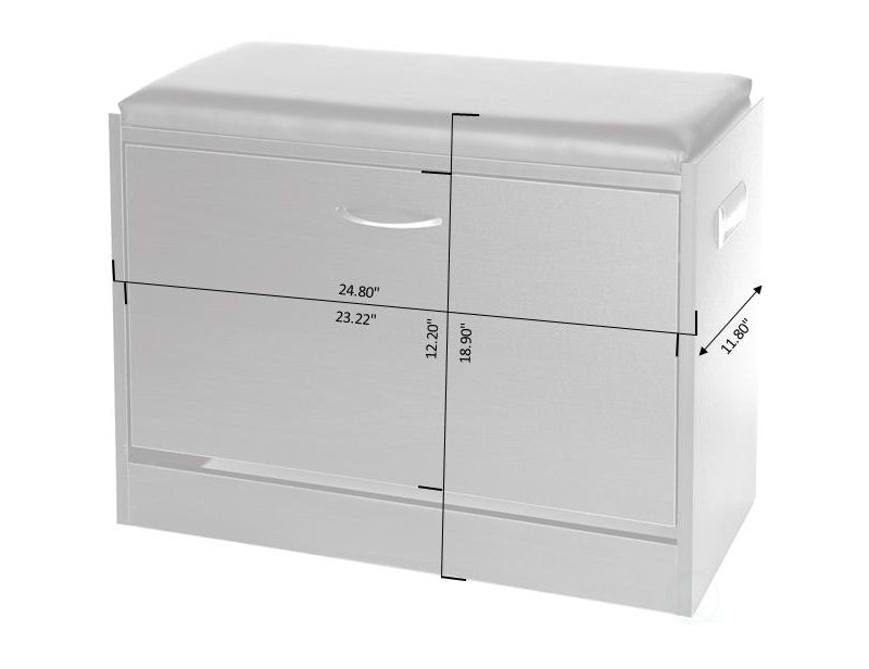 Black Wooden Fold-out Shoe Organizer - Shoe Storage Bench with Leather Cushion