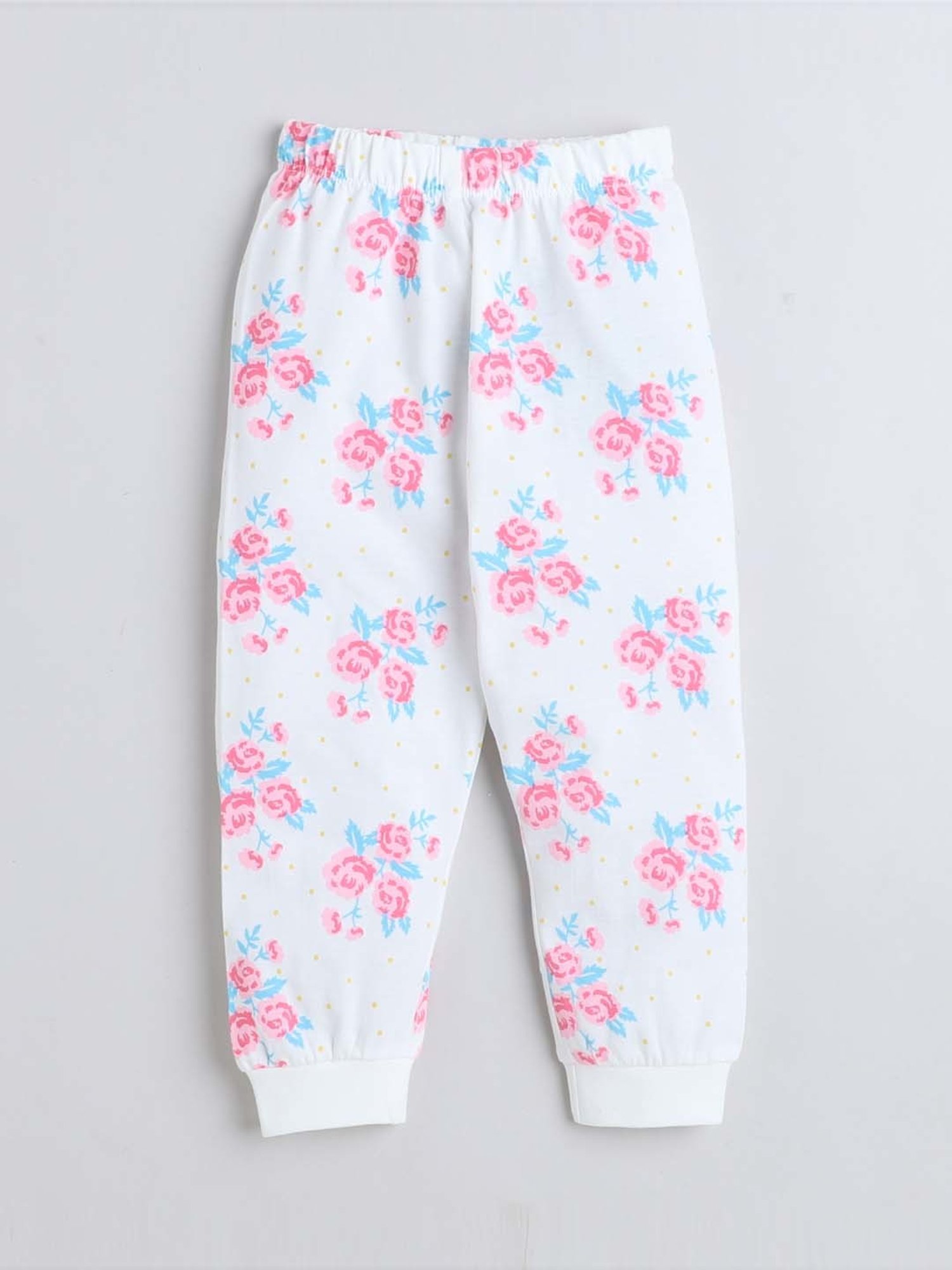 Bumzee Girls Yellow & White Cotton Printed T-Shirt Set