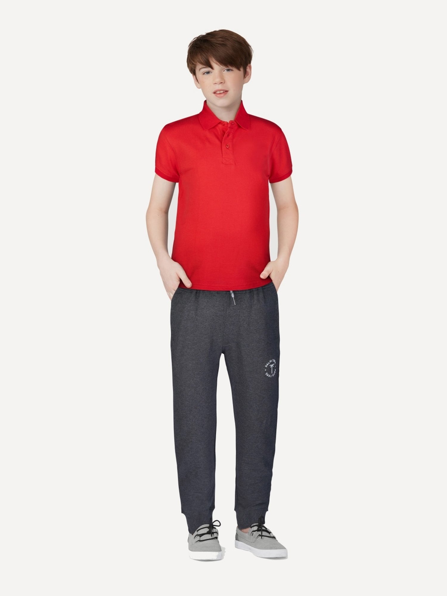 Palm Tree Kids Grey Regular Fit Trackpants