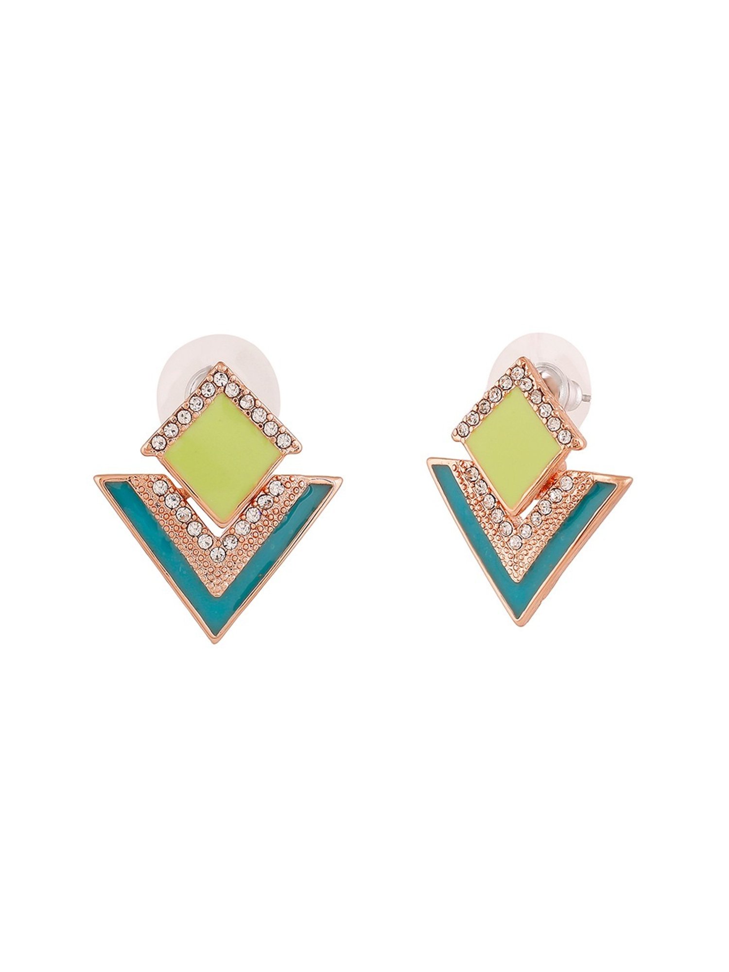 Estele Rose Gold-Plated Geometric Designer Stud Earrings