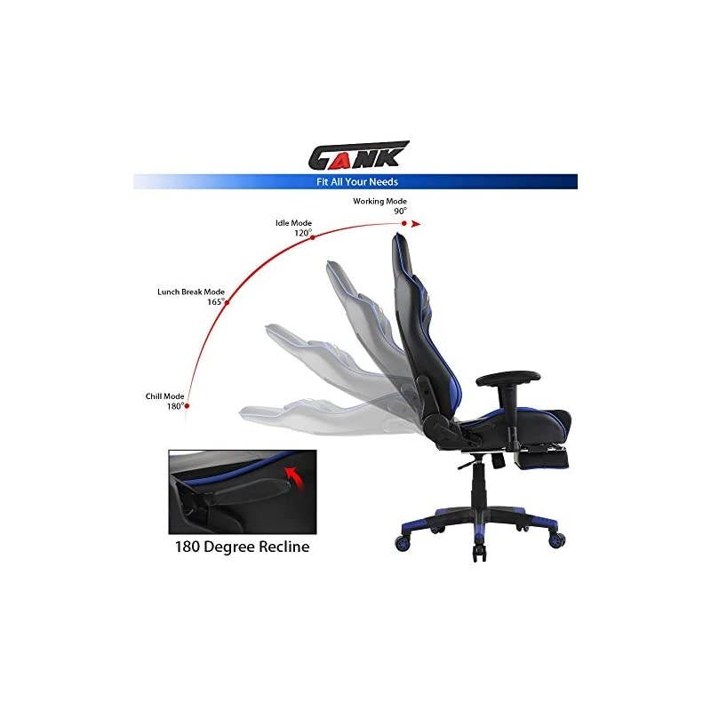 Gaming Chair Racing Office Computer Chair High Back PU Leather Swivel Chair with Adjustable Massage Lumbar Support and Headrest