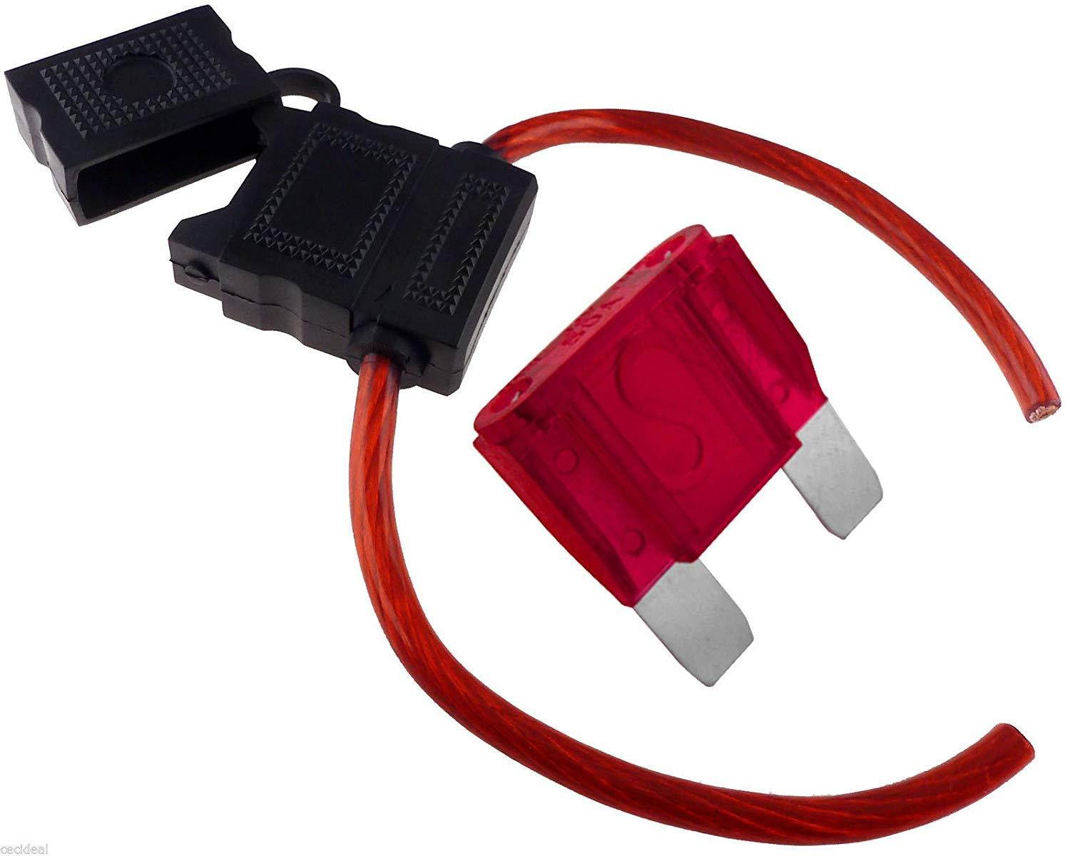 FYL 8 GAUGE INLINE MAXI FUSE HOLDER WITH 50 AMP FUSE WITH COVER NEW