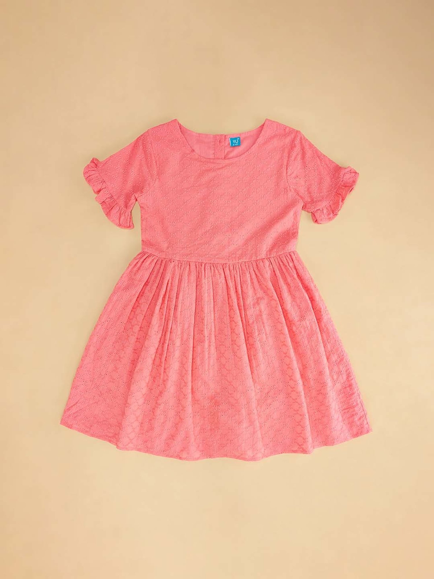 YU by Pantaloons Kids Pink Cotton Embroidered Dress