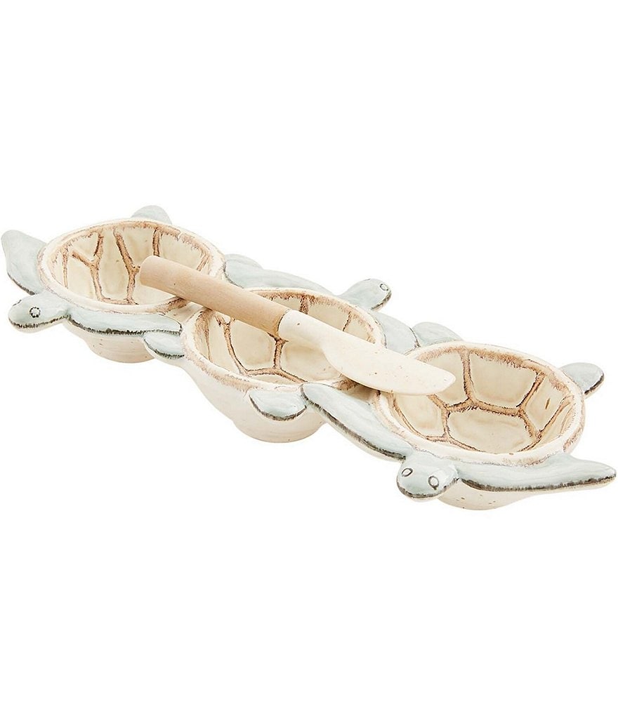 Mud Pie Turtle Triple Dip Cup Set with Spreader