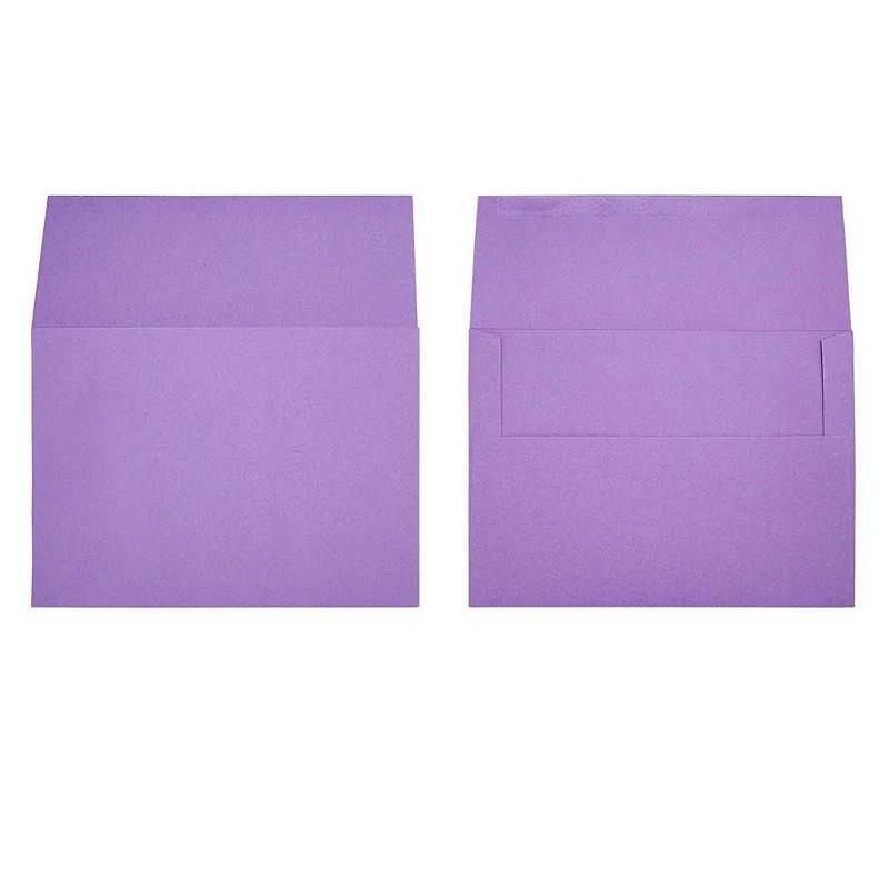 A7 Envelopes - 100-Pack Invitation Envelopes, Gummed Seal Square-Flap Invite Envelope for Wedding, Birthday, Baby Shower, 120gsm, Purple, 5.25x7.25"
