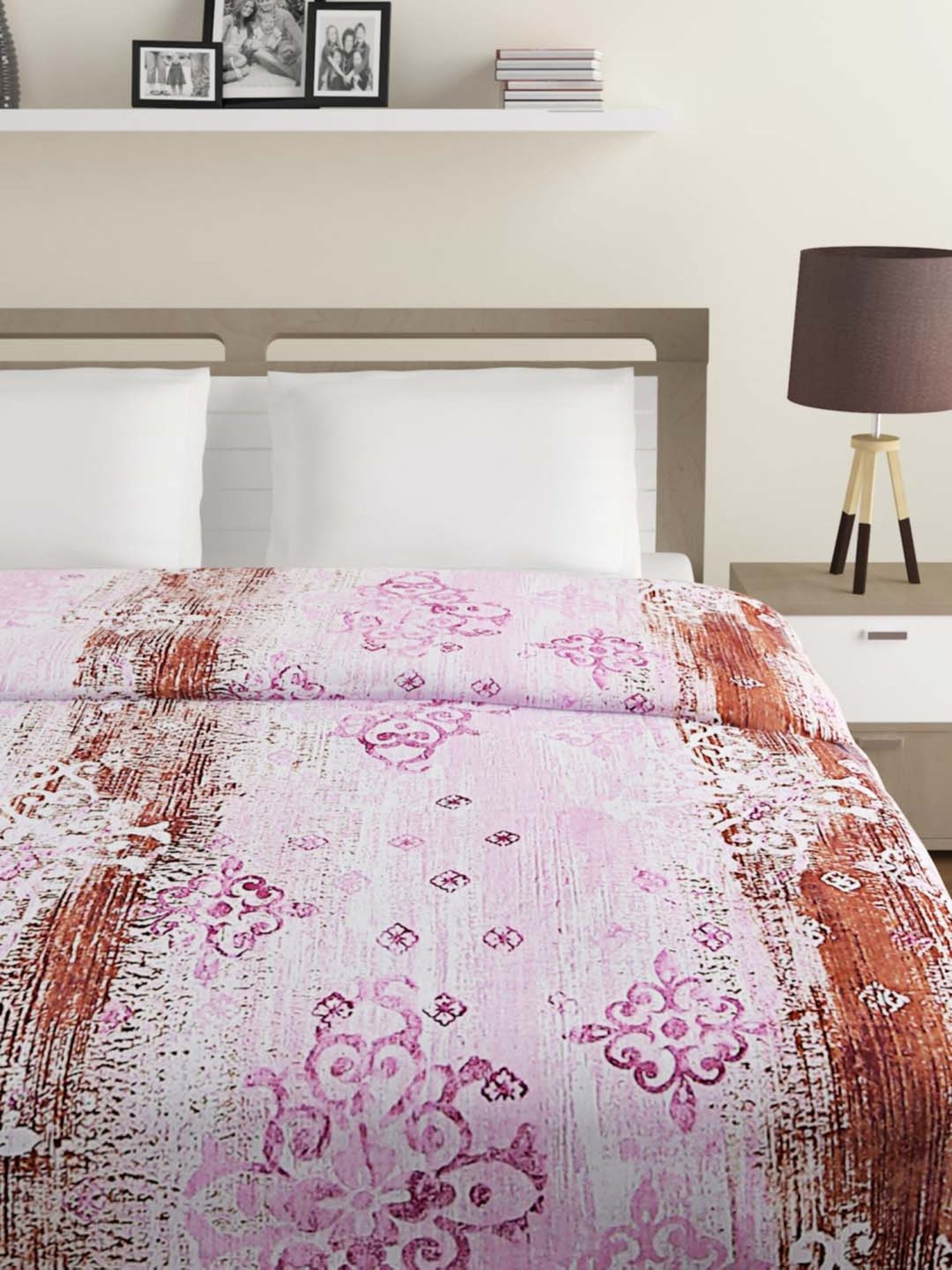 Swayam Veda Pink & Brown Cotton 144 TC Comforter - Set of 1