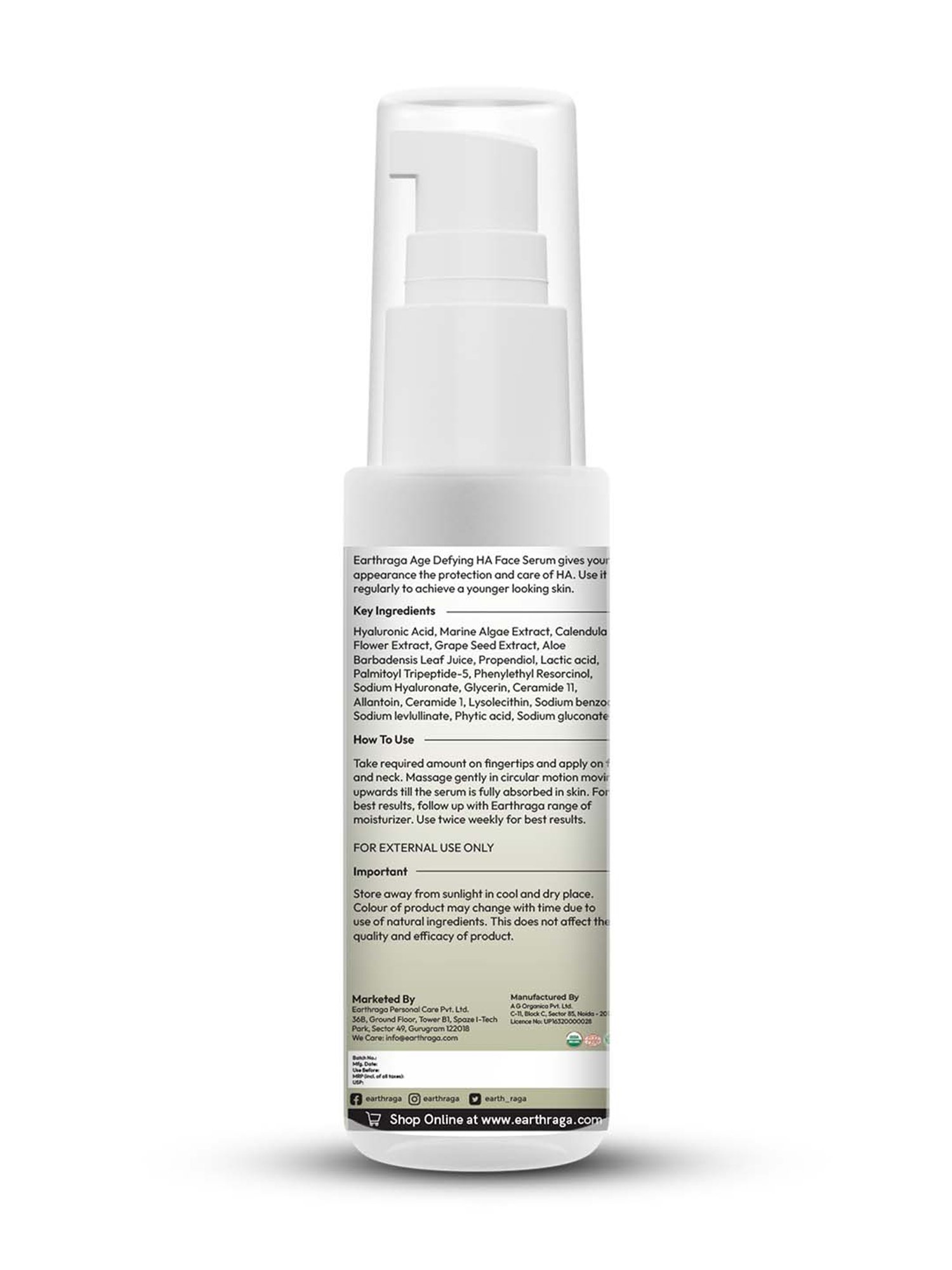 Earthraga Age Defying HA Face Serum - 30 ml