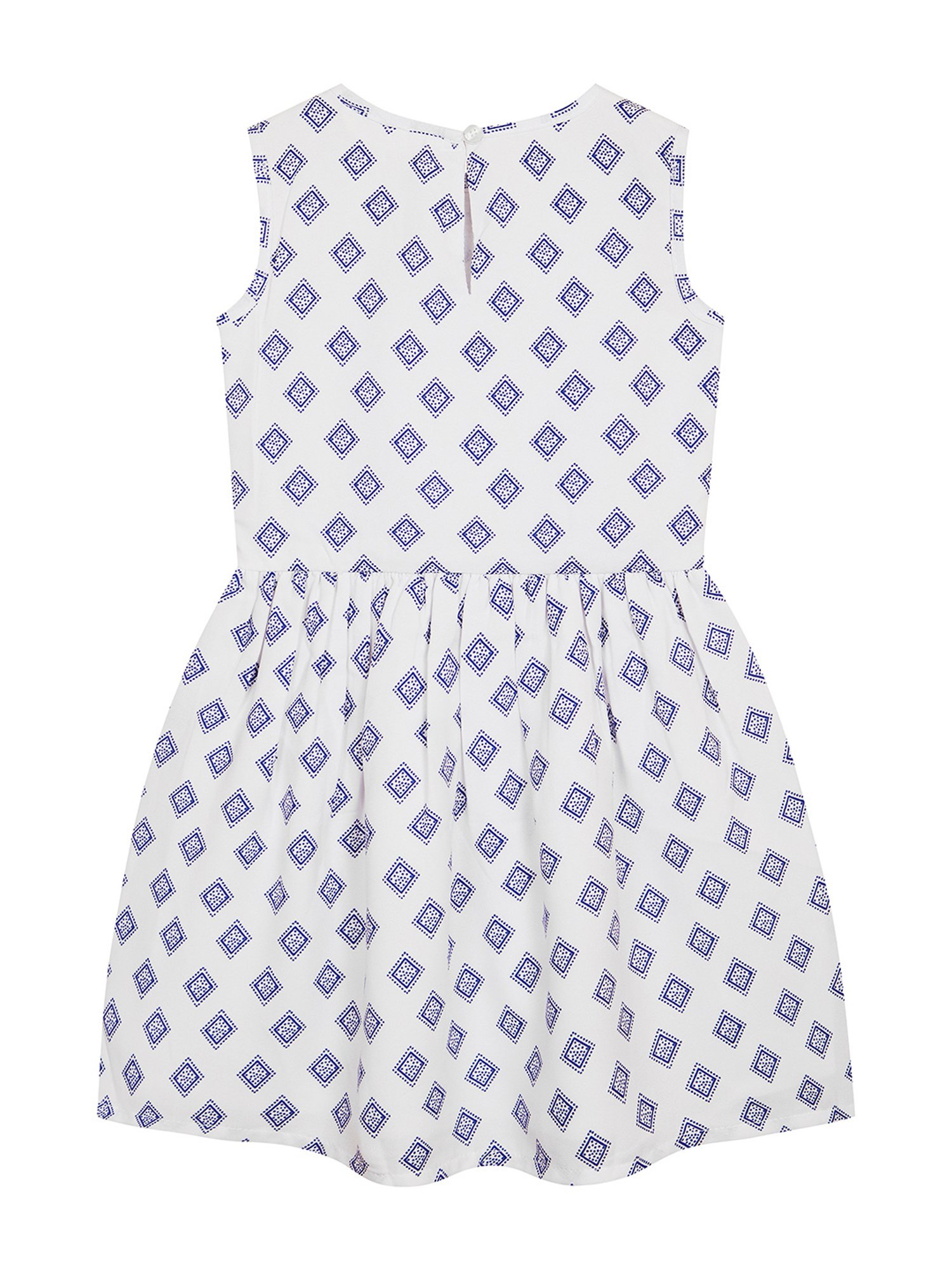 Budding Bees Kids Blue & White Printed Dress