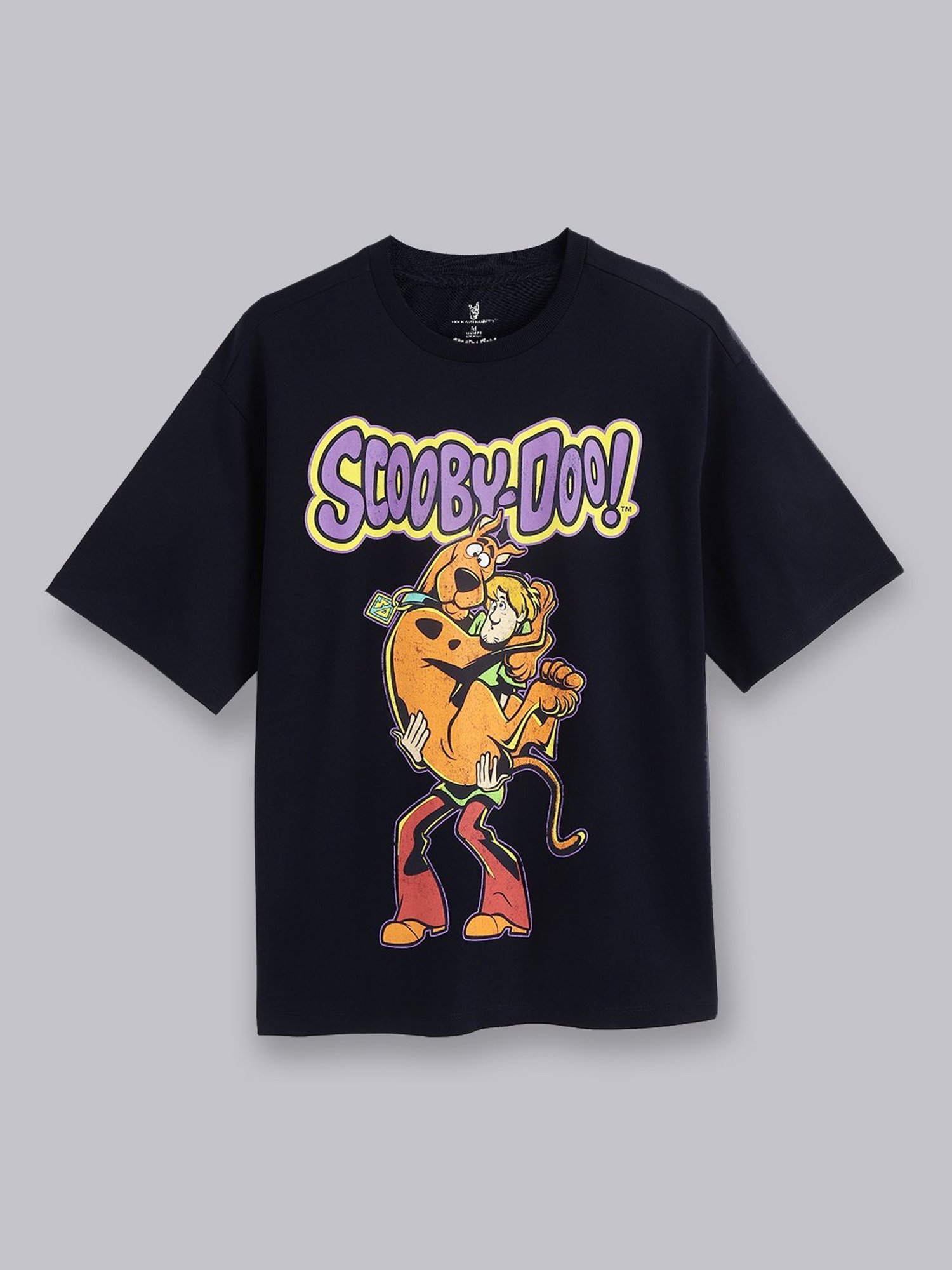 Free Authority Navy Blue Cotton Oversized Printed T-Shirt