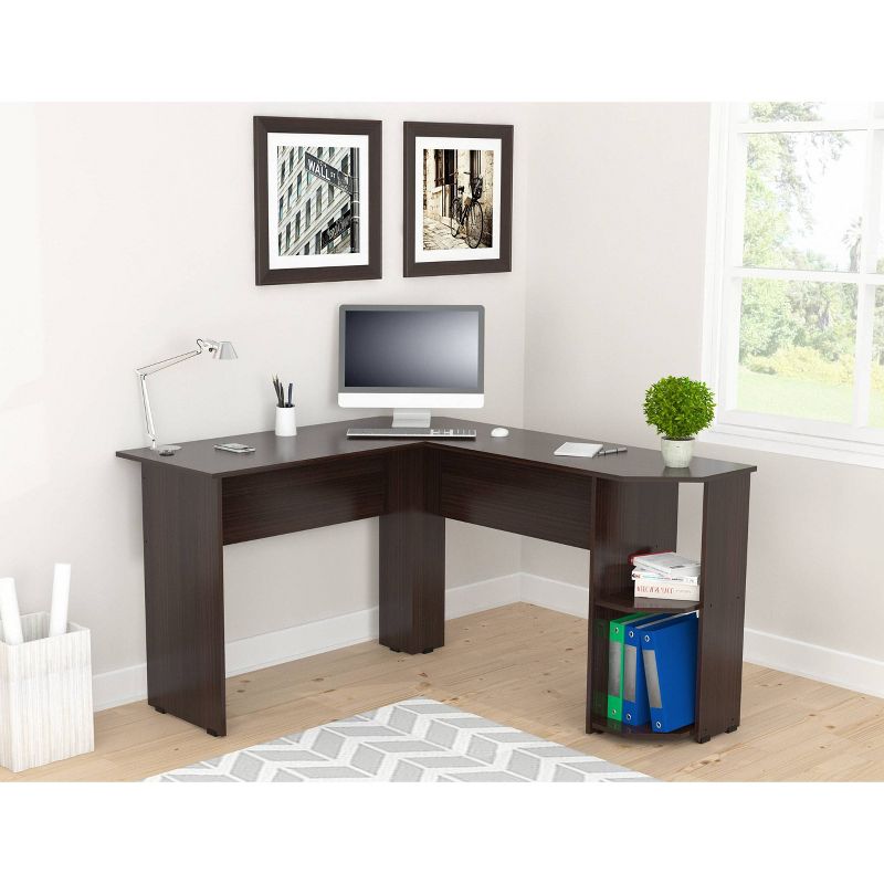 L Shaped Writing Desk Espresso - Inval