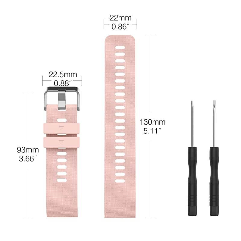 Compatible with Forerunner 35 Watch Band Soft Silicone Replacement Watch Band Sport Bracelet Strap with 6pcs Screws and 2pcs Screwdrivers for Forerunner 35 GPS Running Smart Watch Pink
