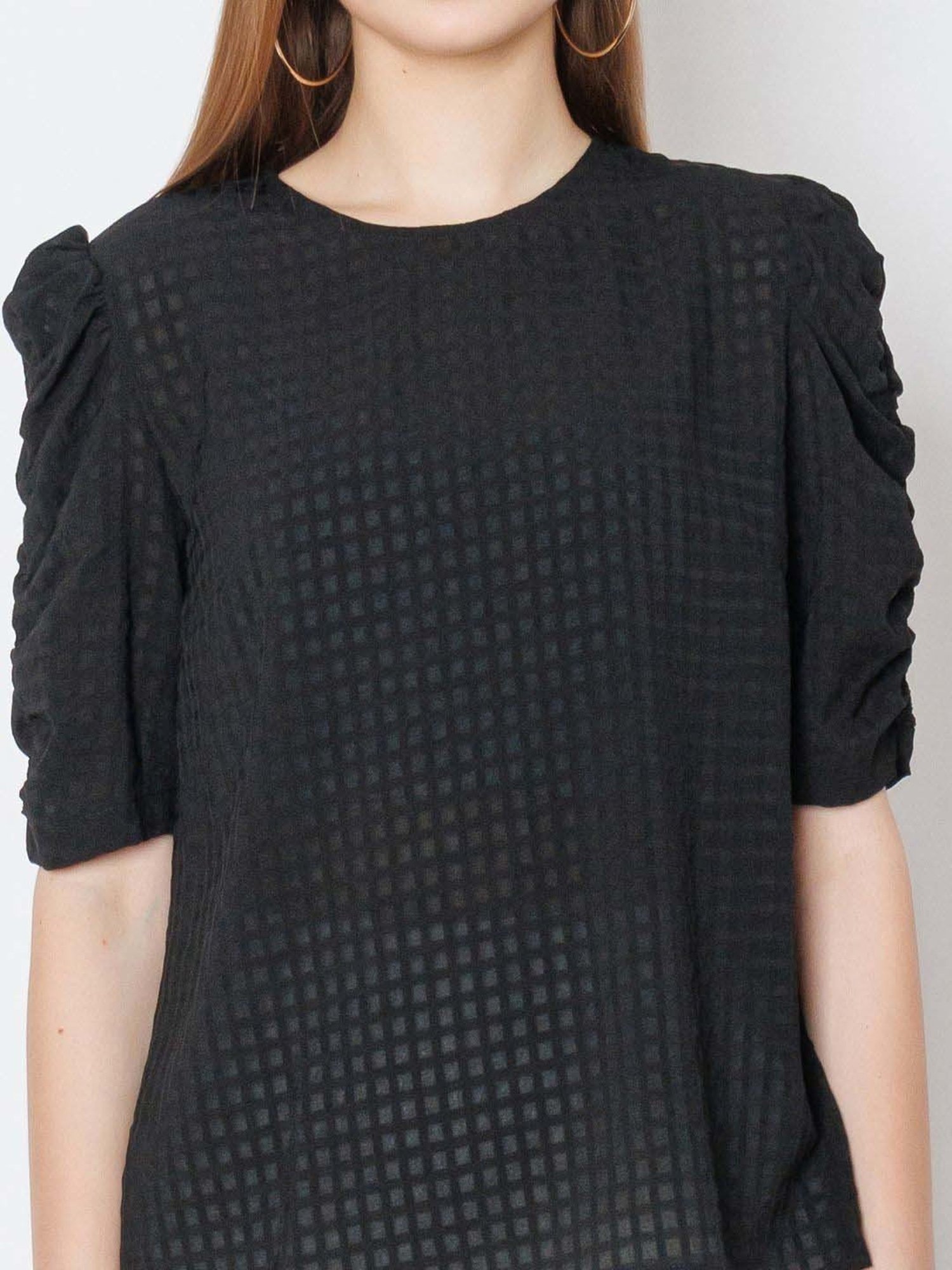 Zink London Black Self Pattern Top