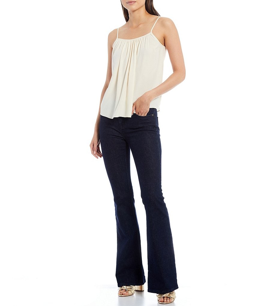 J.McLaughlin Durham Sleeveless Ruffle V-Neck Denim Blouse