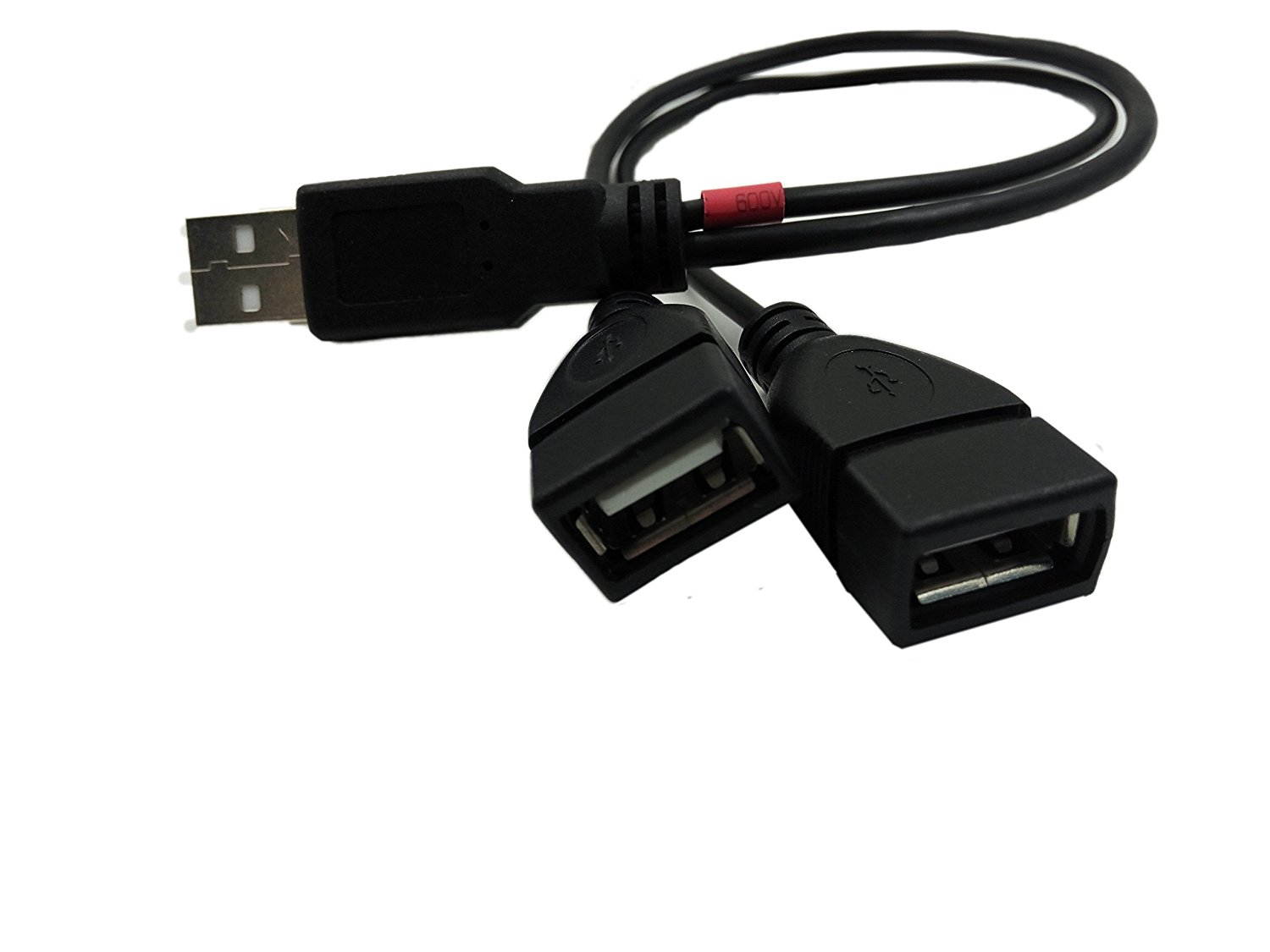 Tekit USB 2.0 A Male Plug to 2 Dual USB A Female jack Y Splitter Hub Adapter Cable,The red marked cable is just for charging; Another is Charging and Data Sync Cable.