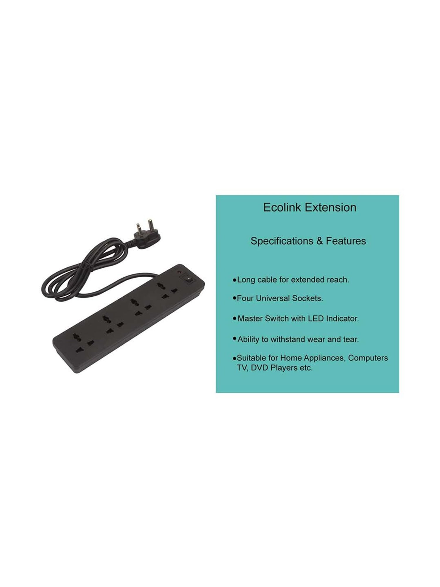 EcoLink 6A 4-Way Spike and Surge Guard (Black)