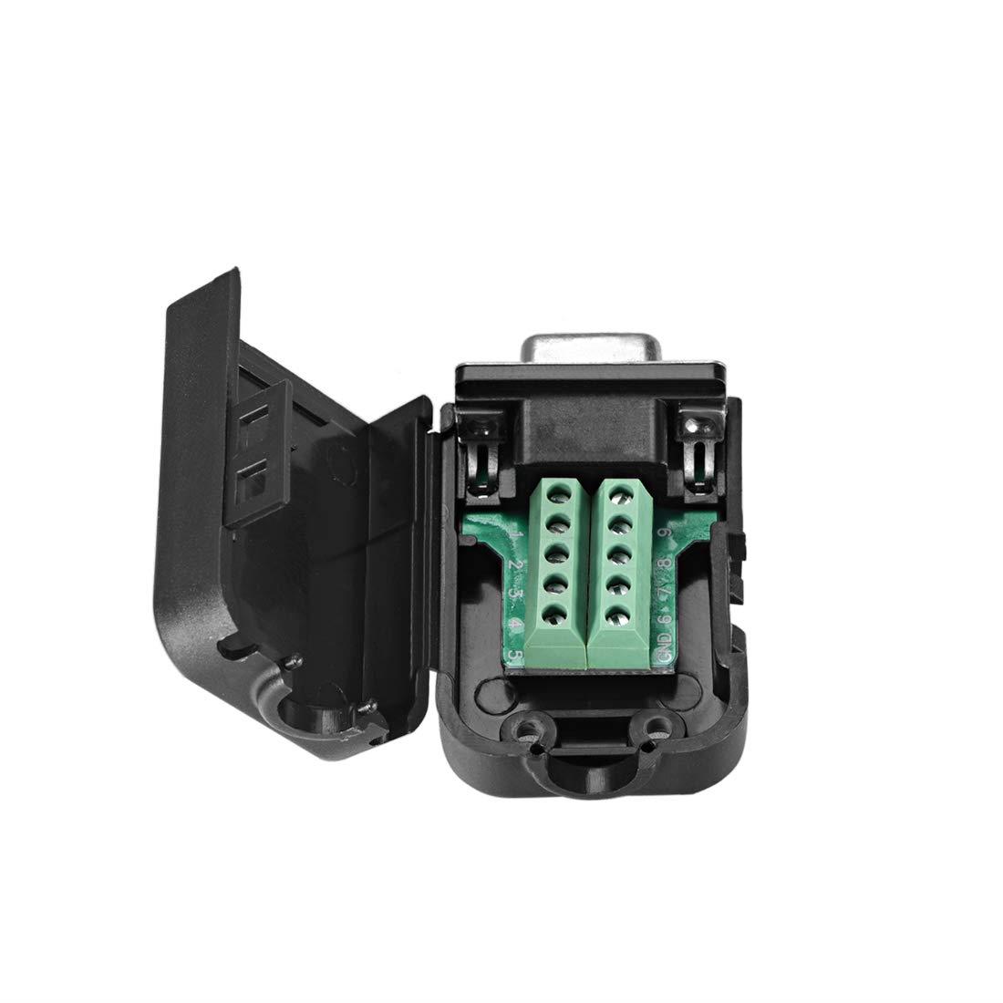 uxcell D-sub DB9 Breakout Board Connector with Case 9 Pin 2 Row Female RS232 Serial Port Solderless Terminal Block Adapter with Thumb Screws