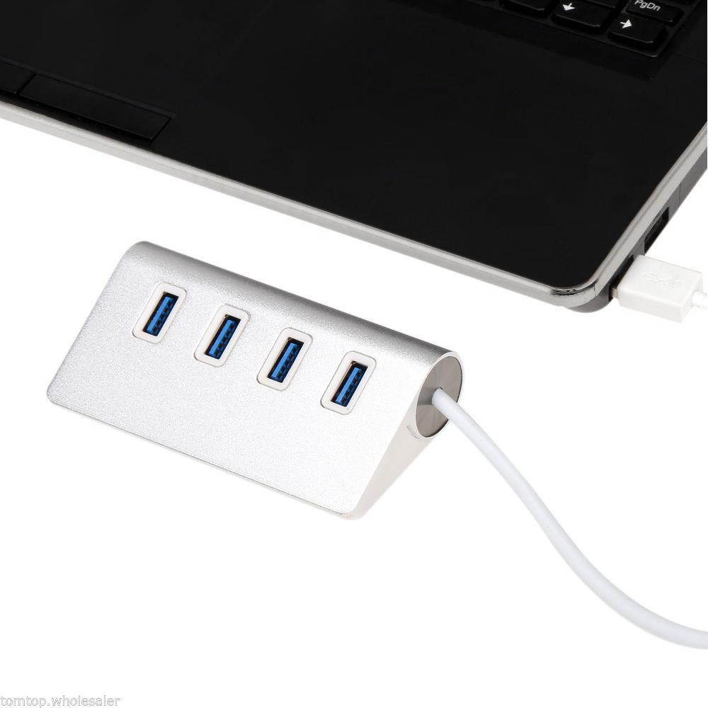 4 Vertical Ports Aluminum Alloy USB 3.0 Hub Hi-Speed Splitter for PC Laptop