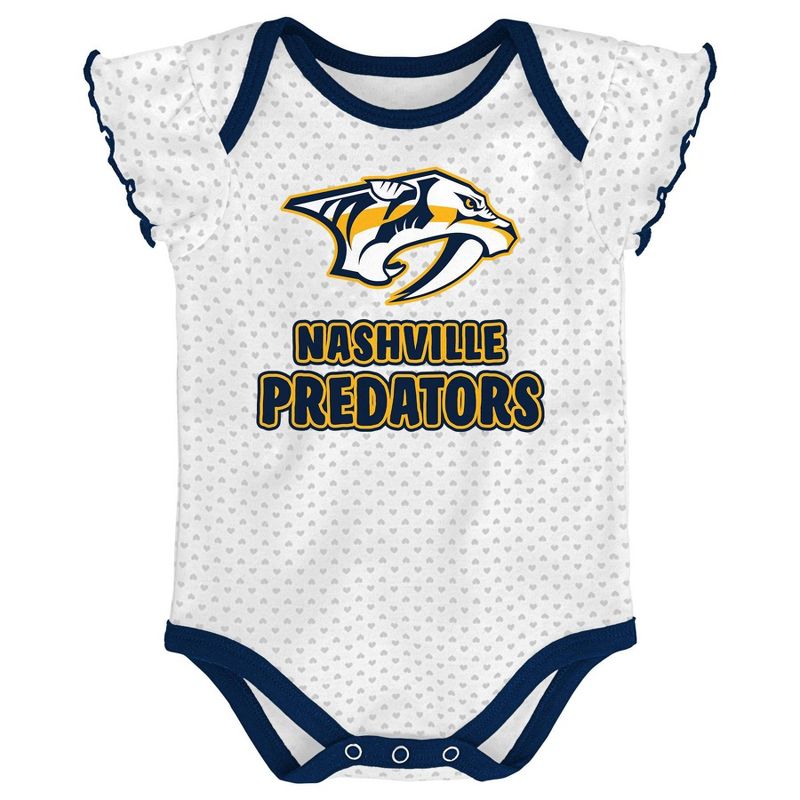 NHL Nashville Predators Girls' Winning Goal 3pk Body Suit Set - 18M