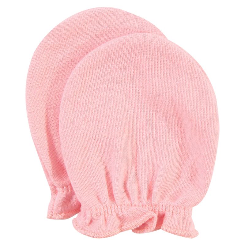 Hudson Baby Infant Girl Cotton Scratch Mittens, Berry Floral, 0-6 Months