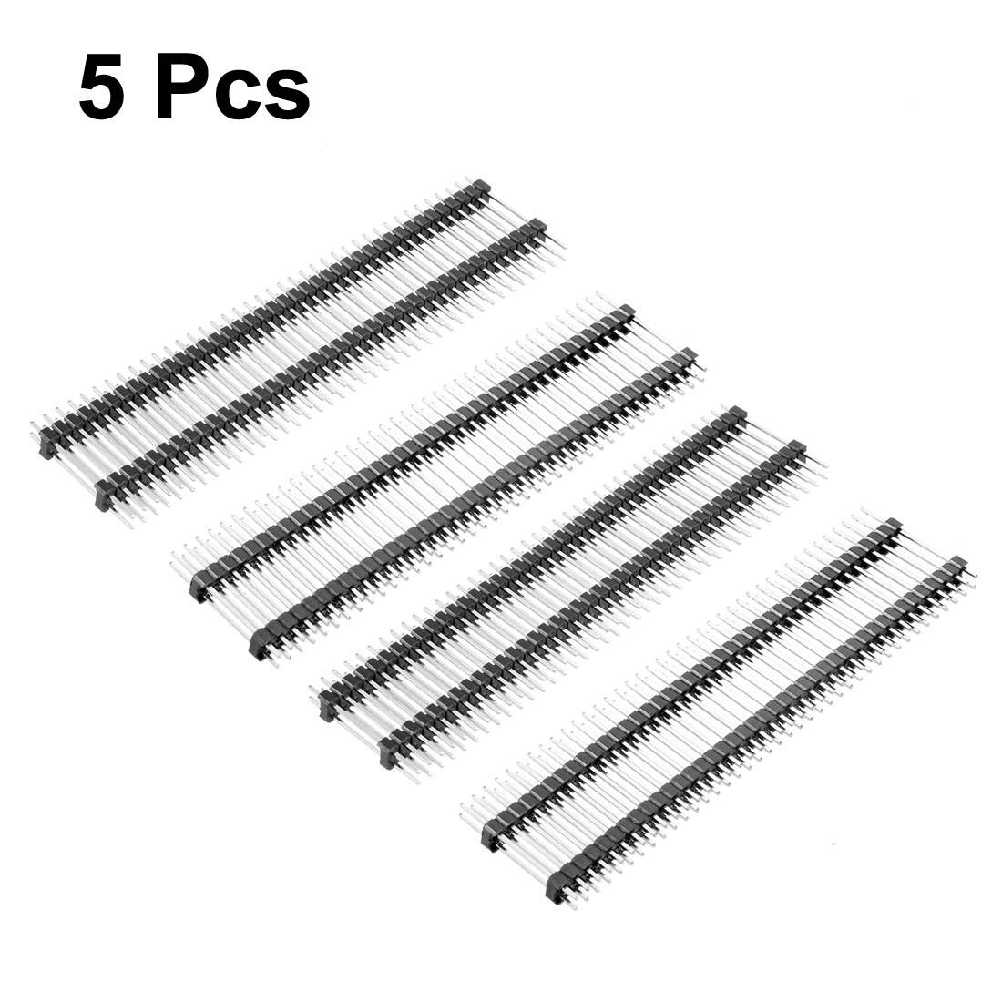 5Pcs 2.54mm Pitch 40-Pin 25mm Length 2 Row Straight Connector Pin Header Strip