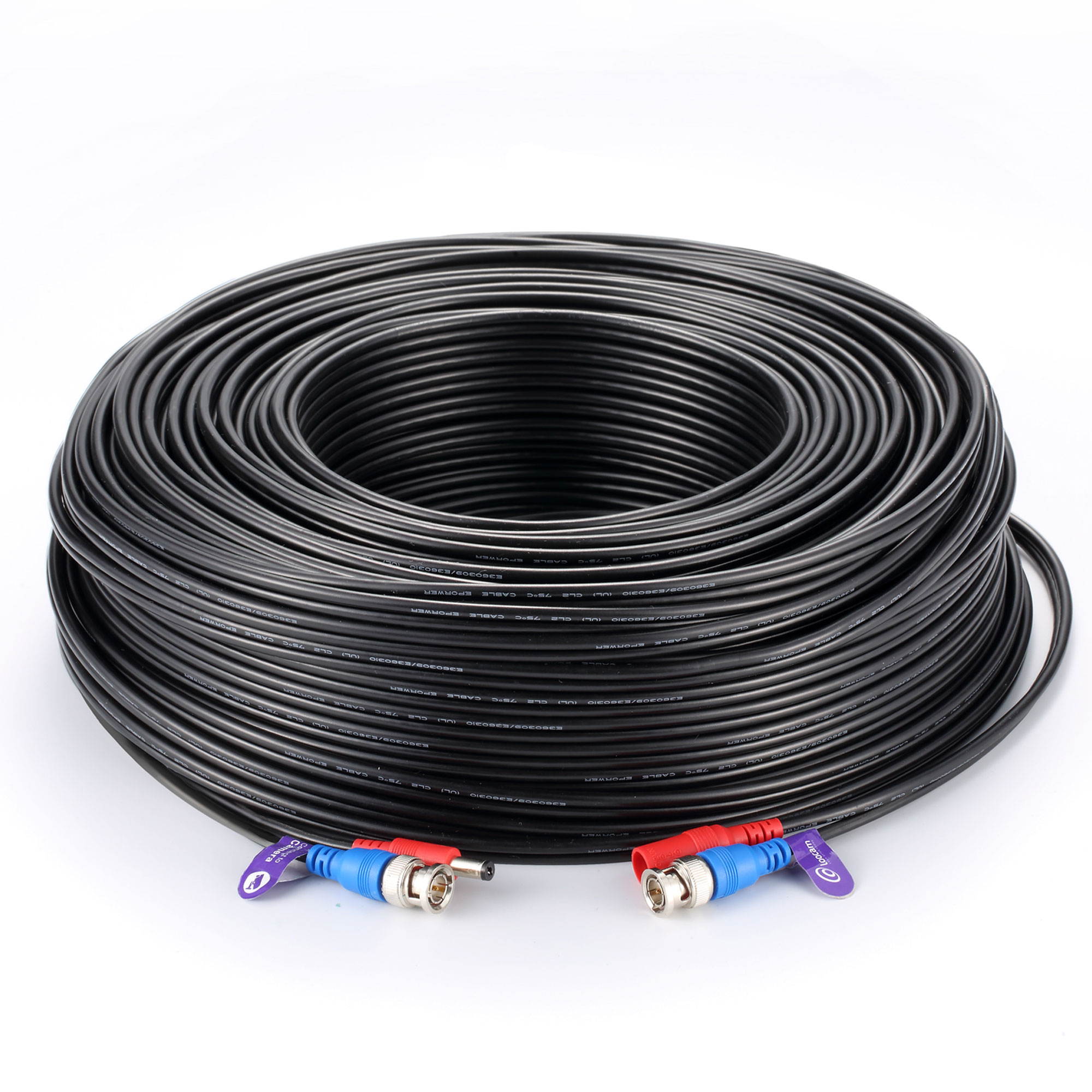 Loocam 300FT 90M BNC Cable RG59 Cable Coaxial Cable for CCTV Security Camera, DC+Video BNC Extension Cable Cord Surveillance Camera  Cable Extension Video Power(80015)