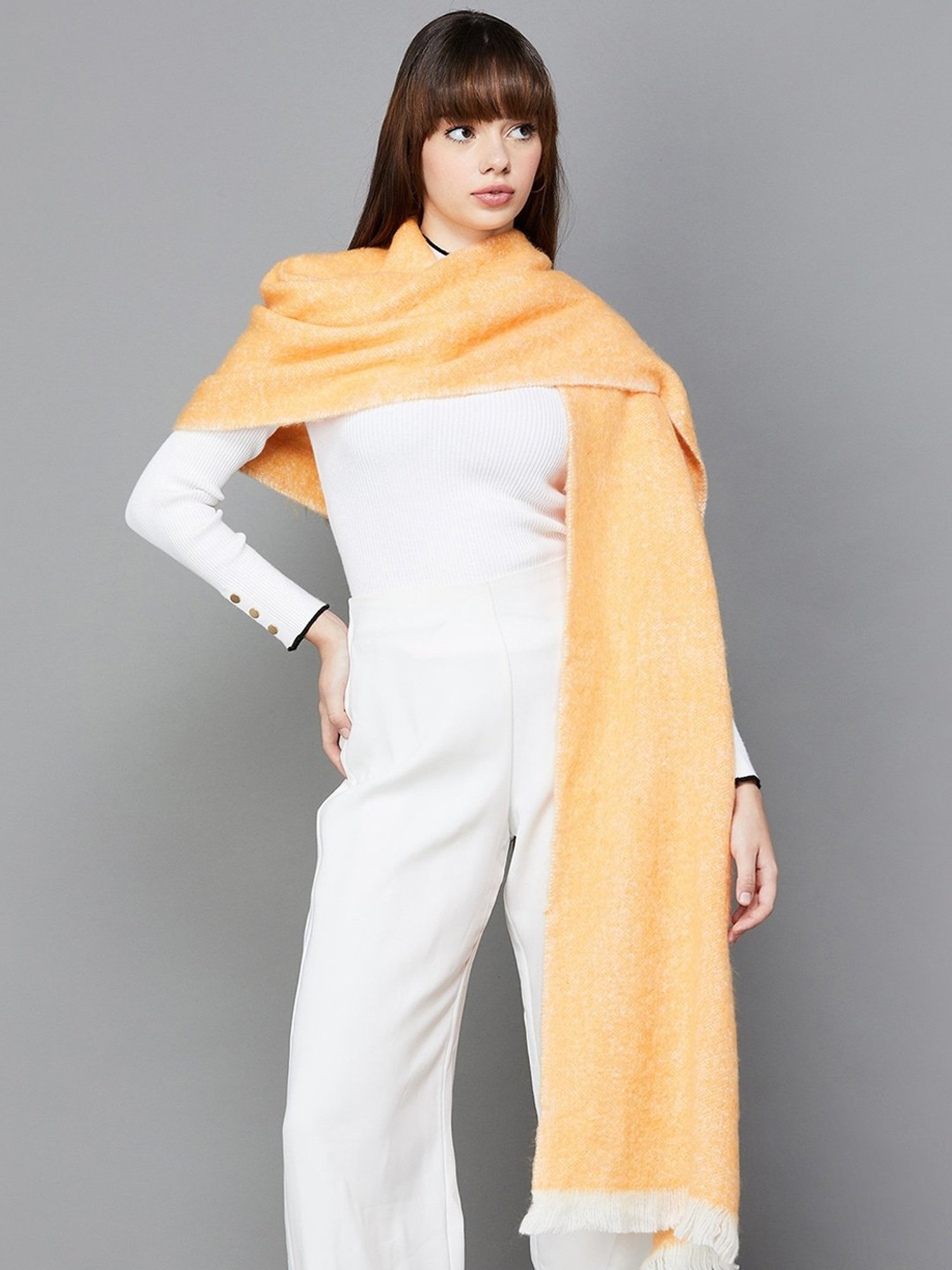Ginger by Lifestyle Orange Plain Stole