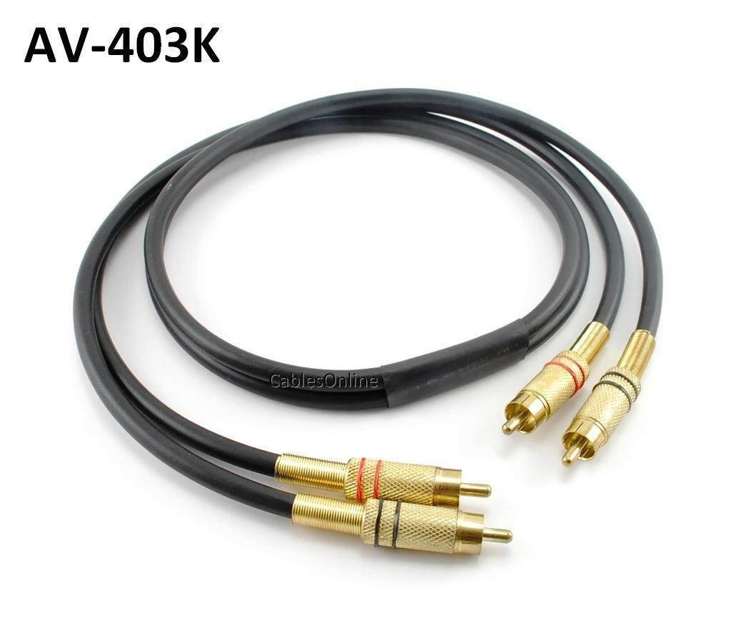 CablesOnline 3ft 2-RCA Male to Male Premium Gold-Plated Series, Stereo Audio Cable, (AV-403K)