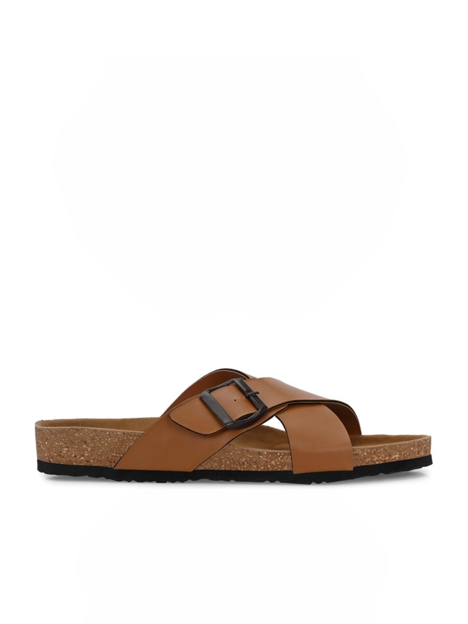 Hoversole Men's Tan Cork Cross Strap Sandals