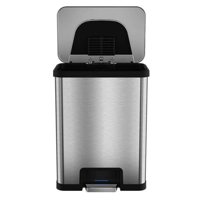 halo quality 13gal TapCan Stainless Steel Pedal Sensor Step Trash Can with Black Trim