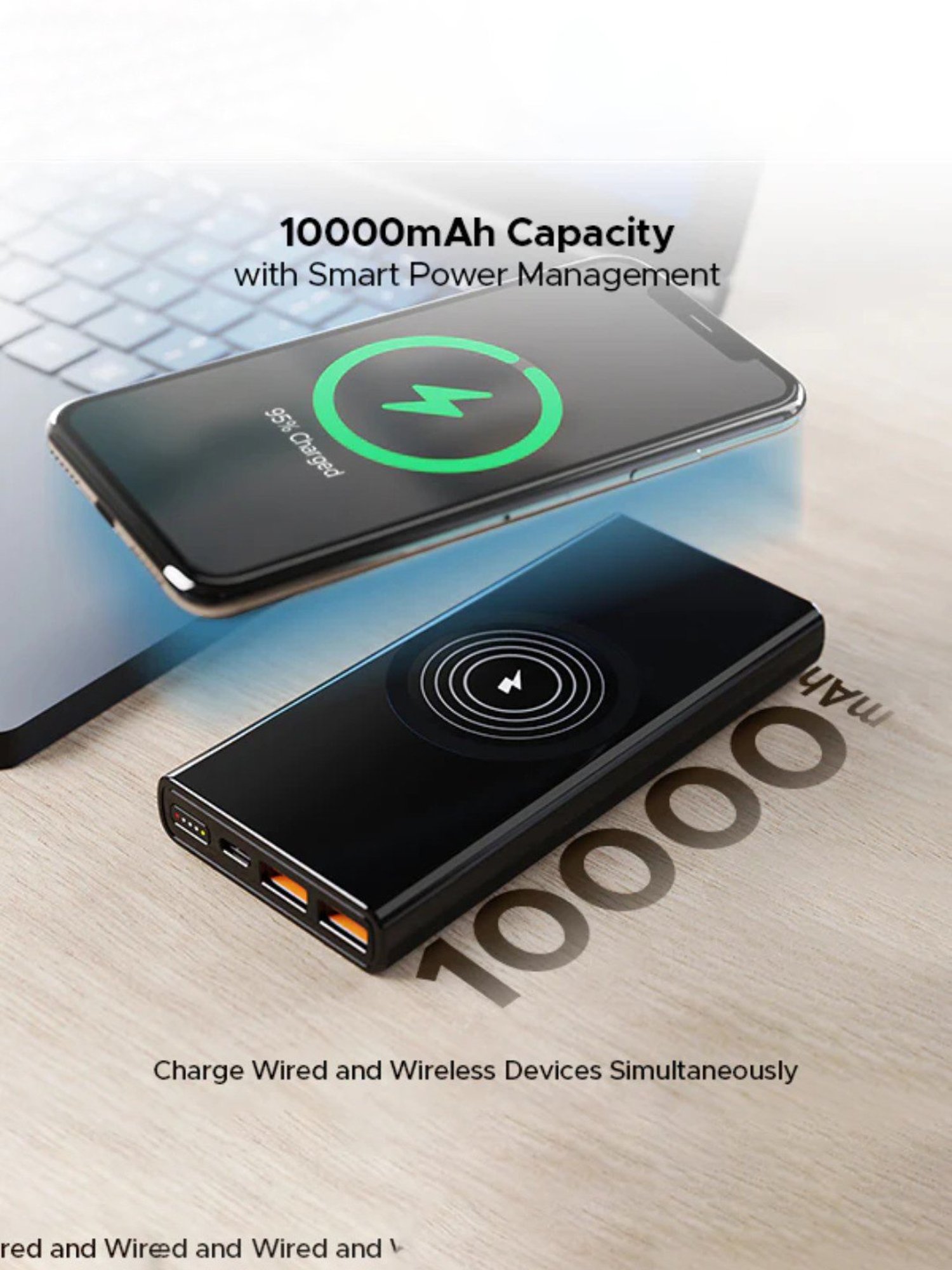 Boat EnergyShroom PB310 10000mAh Wireless Pro Powerbank with 15W Wireless Charging (Black)