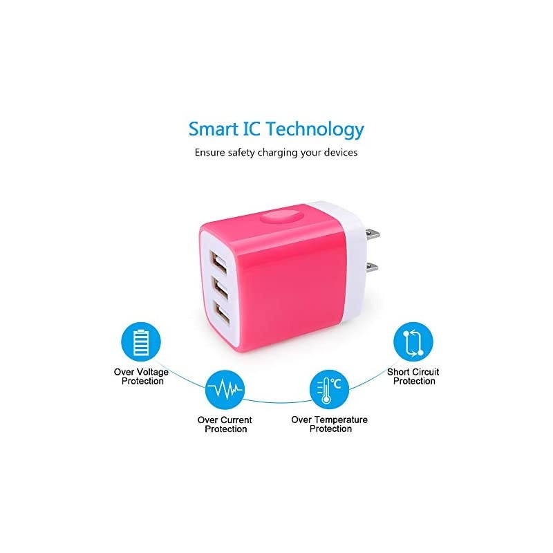 Wall Charger Block  2Pack 3Multi Port USB Wall Charger Plug 31A Power Adapter Charging Block Cube Charger Box Compatible iPhone 11 XS X 8 7 Plus iPad Samsung Galaxy LG HTC Moto Android