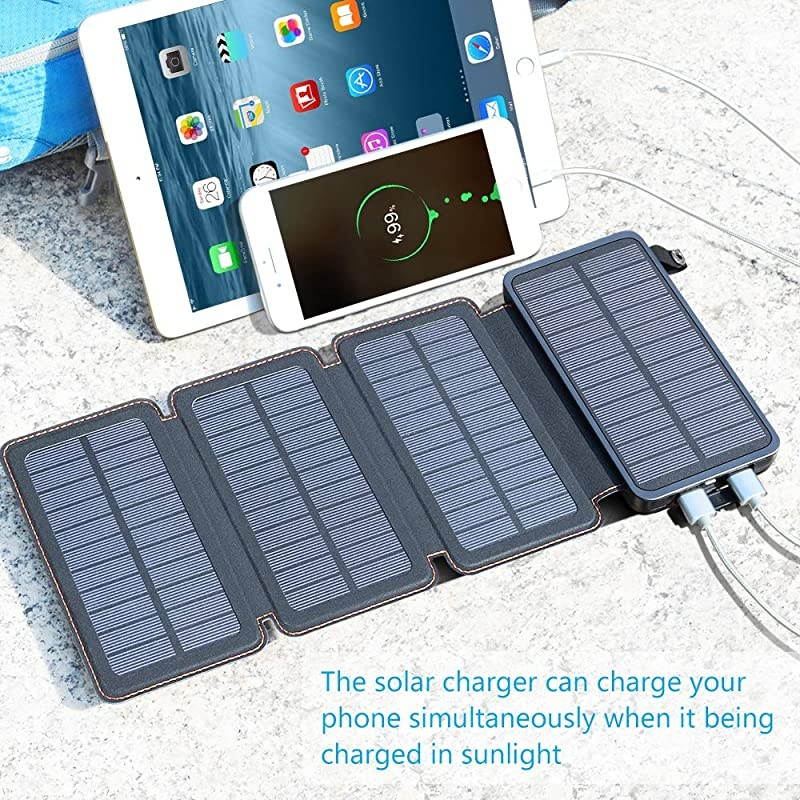 Solar Charger 25000mAh  Rainproof Power Bank with 4 Solar Panels Portable Battery Pack for iPhone, Samsung, Tablets and Smartphone
