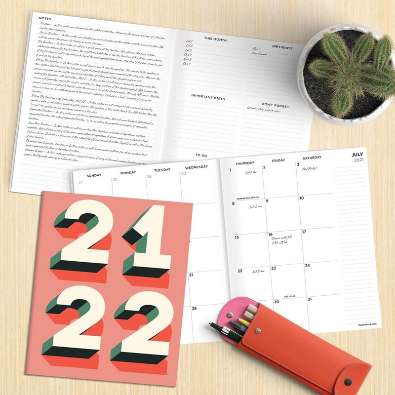 2021-22 Academic Planner 6.5" x 8" Pink Year Monthly - The Time Factory