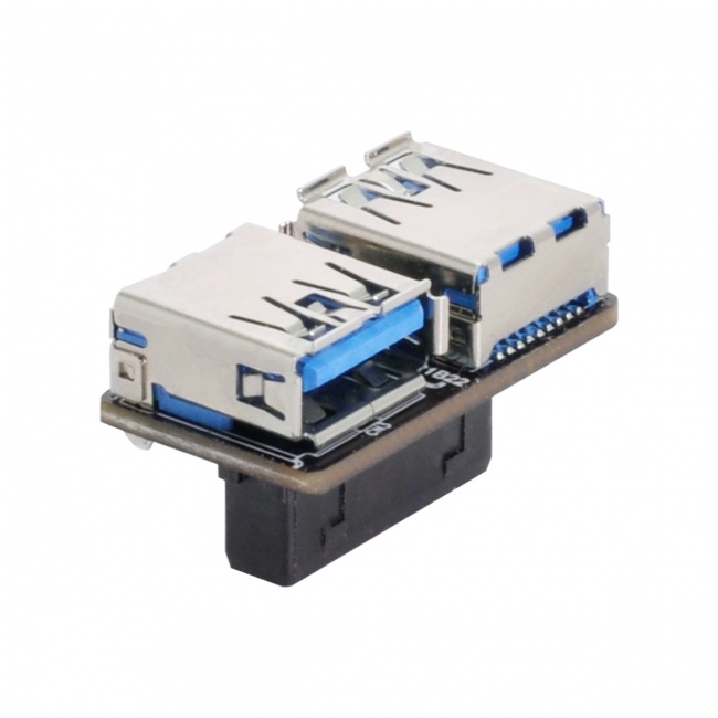 CY Dual USB 3.0 A Type Female to Motherboard 20/19 Pin Box Header Slot Adapter PCBA Flat Type