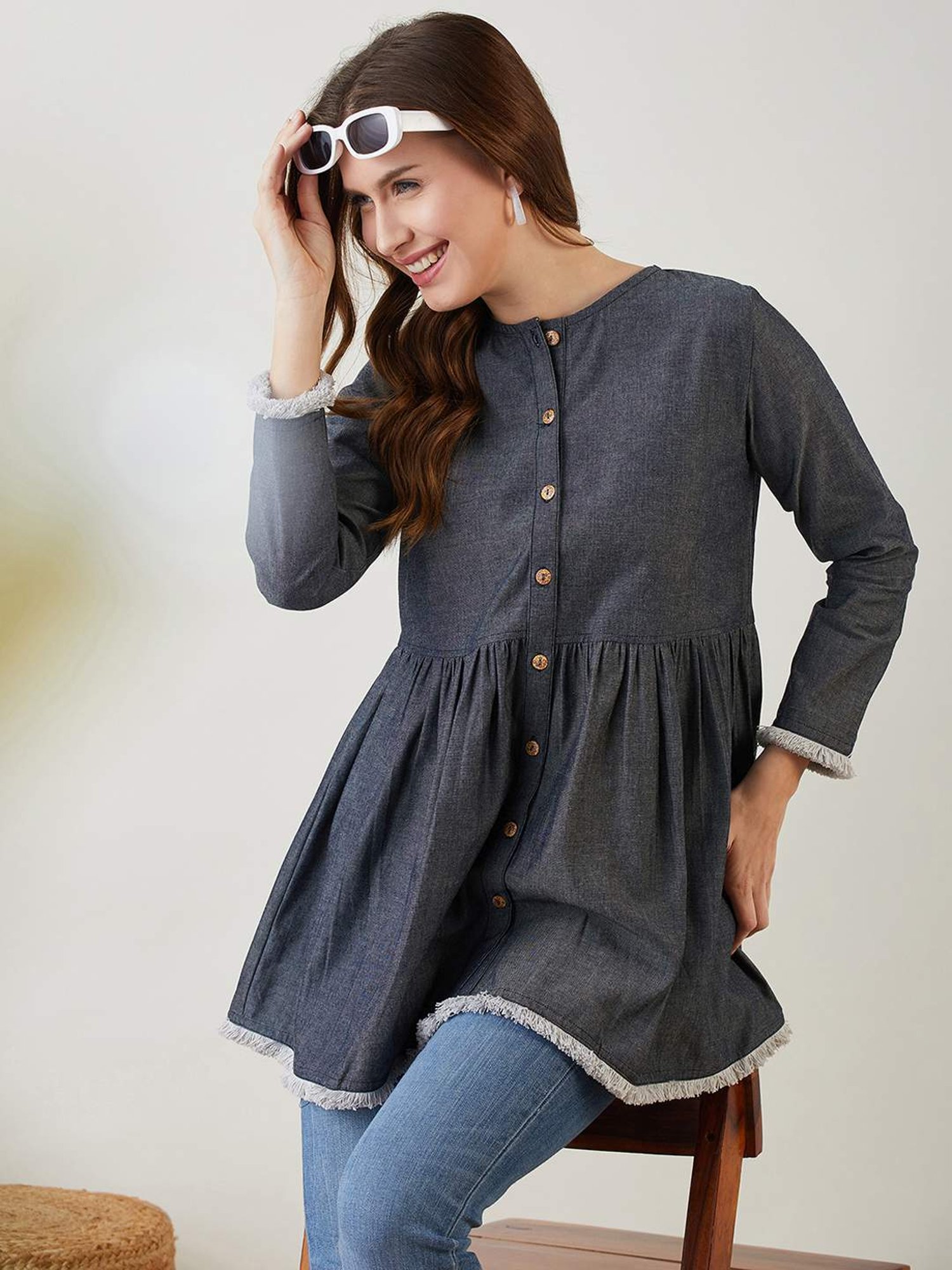 The Kaftan Company Blue Cotton Tunic