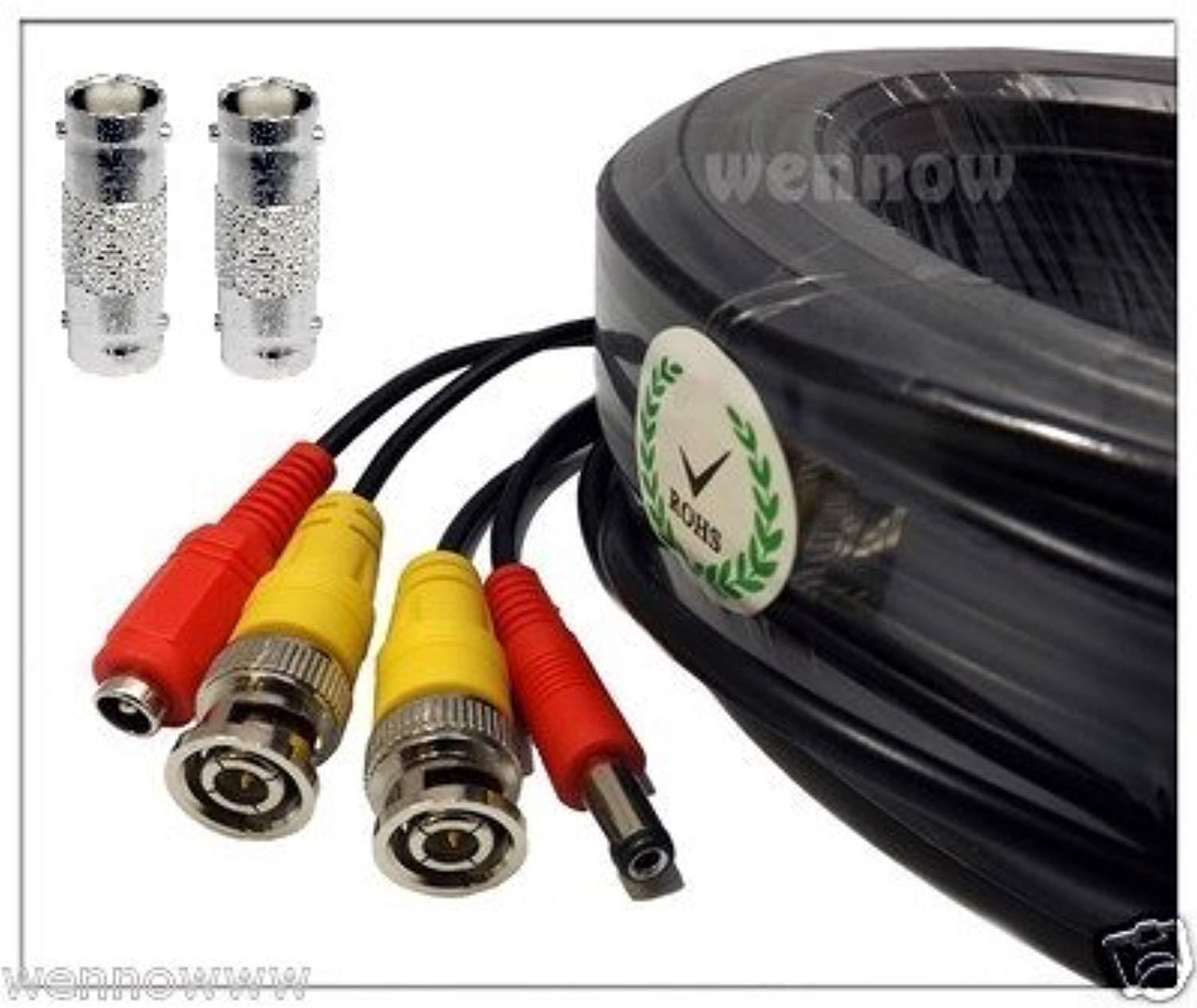 black, 25ft wennow all-in-one pre-made bnc video and power extension bnc male to male cable with 2 free bnc coupler connectors