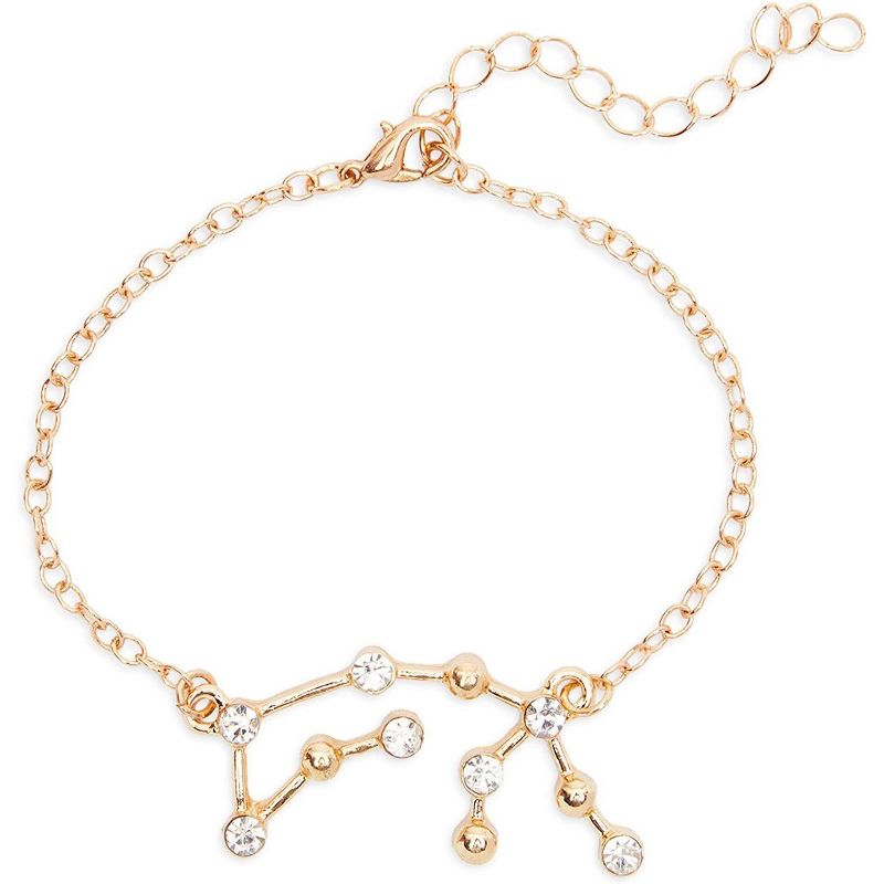 Zodaca 2 Piece Aquarius Zodiac Necklace and Bracelet Jewelry Set for Women, Gold