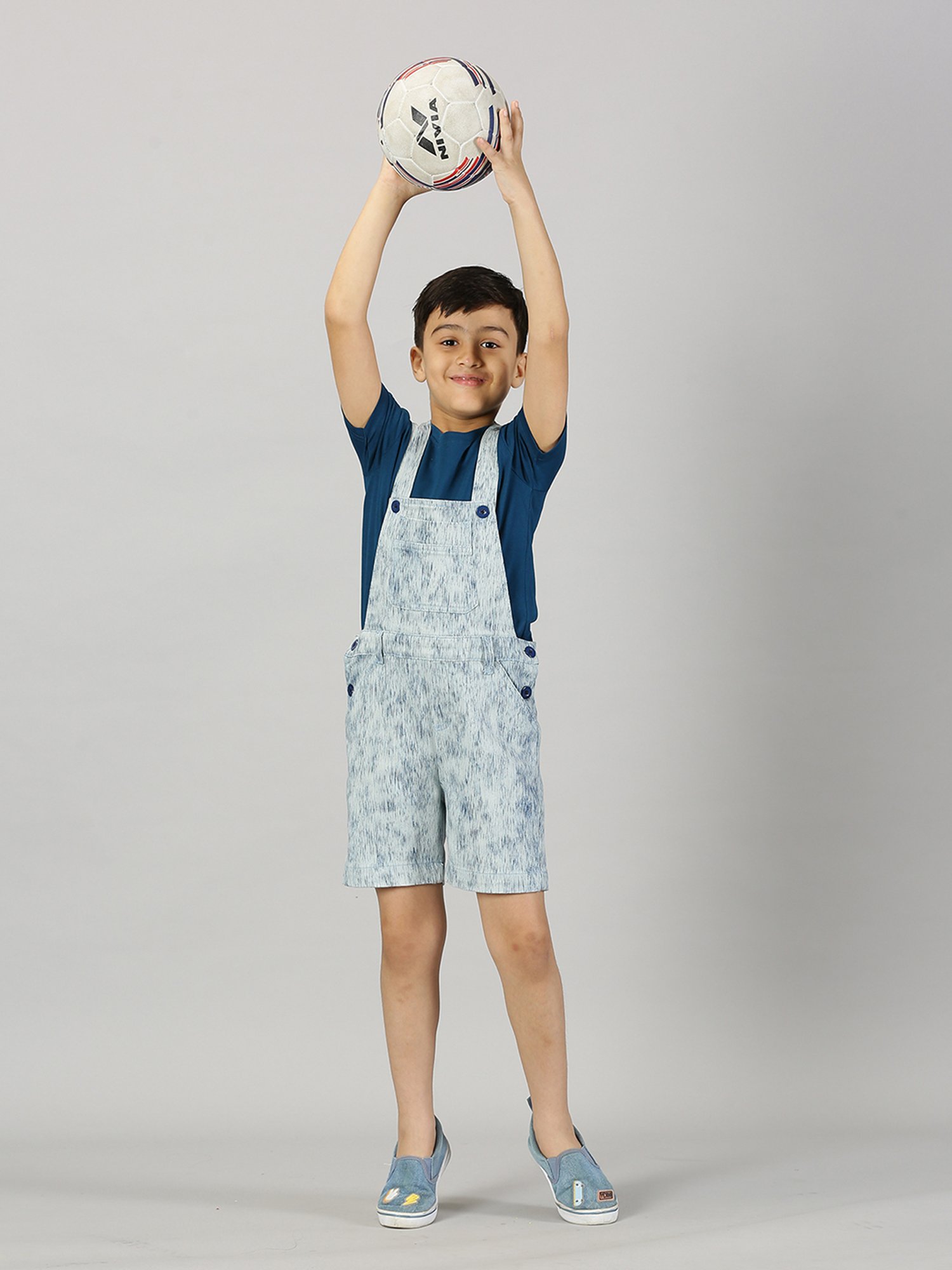 Juniors by Lifestyle Kids Mid Blue Cotton Casual Coordinate Set