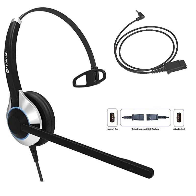 HD500 Deluxe Single Ear Headset with Noise Canceling Microphone and 25mm Adapter for Cisco SPA303 SPA502g SPA504g SPA508g SPA509g SPA514g SPA525g and Phones with a 25mm Headset Port
